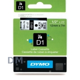 Лента DYMO системы D1, 12 мм х 7 м, пластиковая, черный шрифт, белая лента (S0720530/45013)