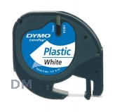 Термолента DYMO Letra Tag, полиэстер, 12 мм х 4 м, черный шрифт, белая лента (S0721610/91221)