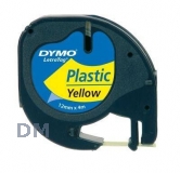 Термолента DYMO  Letra Tag, полиэстер, 12 мм х 4 м, черный шрифт, желтая лента (S0721620/91222)