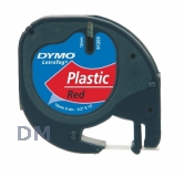 Термолента DYMO Letra Tag, полиэстер, 12 мм х 4 м, черный шрифт, красная лента (S0721630/91223)