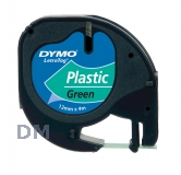 Термолента DYMO Letra Tag, 12 мм х 4 м, полиэстер, черный шрифт, зеленая лента (S0721640/91224)