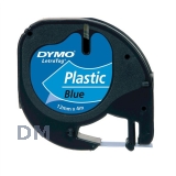 Термолента DYMO Letra Tag, полиэстер, 12 мм х 4 м, черный шрифт, синяя лента (S0721650/91225)