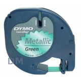 Термолента DYMO Letra Tag, полиэстер, 12 мм х 4 м, металлизированные, черный шрифт, лента зеленый металлик (S0721740/91229)
