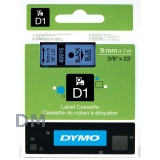 Лента DYMO системы D1, 9 мм х 7 м, пластиковая, черные буквы, синяя лента (S0720710/40916)