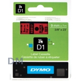 Лента DYMO системы D1, 9 мм х 7 м, пластиковая, черный шрифт, красная лента (S0720720/40917)
