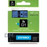 Лента DYMO системы D1, 12 мм х 7 м, пластиковая, черный шрифт, синяя лента (S0720560/45016)