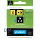 Лента DYMO системы D1, 12 мм х 7 м, пластиковая, черный шрифт, желтая лента (S0720580/45018)