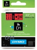 Лента DYMO системы D1, 19 мм х 7 м, пластиковая, черный шрифт, красная лента (S0720870/45807)