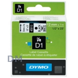 Лента DYMO системы D1, 6 мм х 7 м, пластиковая, черный шрифт, белая лента (S0720780/43613)