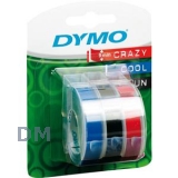 Лента DYMO для механических принтеров Omega, ширина 9 мм, длина 3 м, пластиковая,черный, синий, красный, 3 шт. (S0847750)