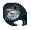 Термолента DYMO Letra Tag, полиэстер, 12 мм х 4 м, металлизированные, черный шрифт, лента серебристый металлик (S0721730/91228)